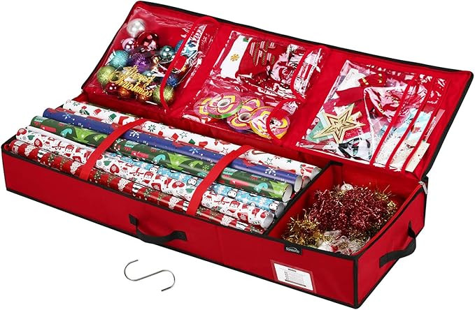 Gonex Gift Wrap Organizer Christmas Storage Organizer with Interior Pockets, Wrapping Paper & Sup... | Amazon (US)