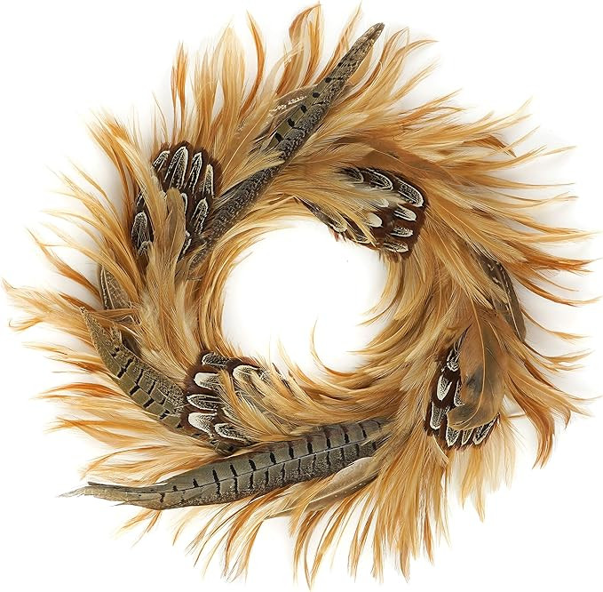 Zucker Feather Products Natural Pheasant Feather Christmas Wreath-16 Farmhouse Autumn or Fall Dec... | Amazon (US)