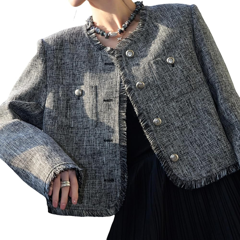 2025 Women's Spring Tweed Blazer Jacket Open Front Fully-Lined Business Casual Fashion Elegant Co... | Amazon (US)