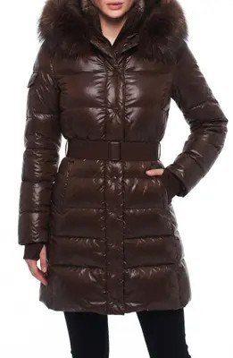 S13 Chalet Water Repellent Puffer Coat with Faux Fur Trim in Espresso/B at Nordstrom Rack, Size Large | Nordstrom Rack