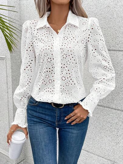 Eyelet top | SHEIN