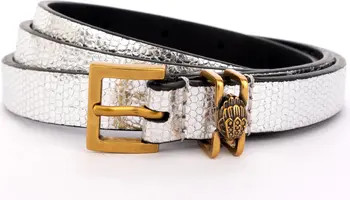 Kurt Geiger London Shoreditch Croc Embossed Metallic Leather Belt | Nordstrom | Nordstrom