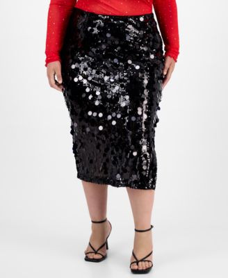 Trendy Plus Sequin Side-Slit Midi Skirt | Macy's