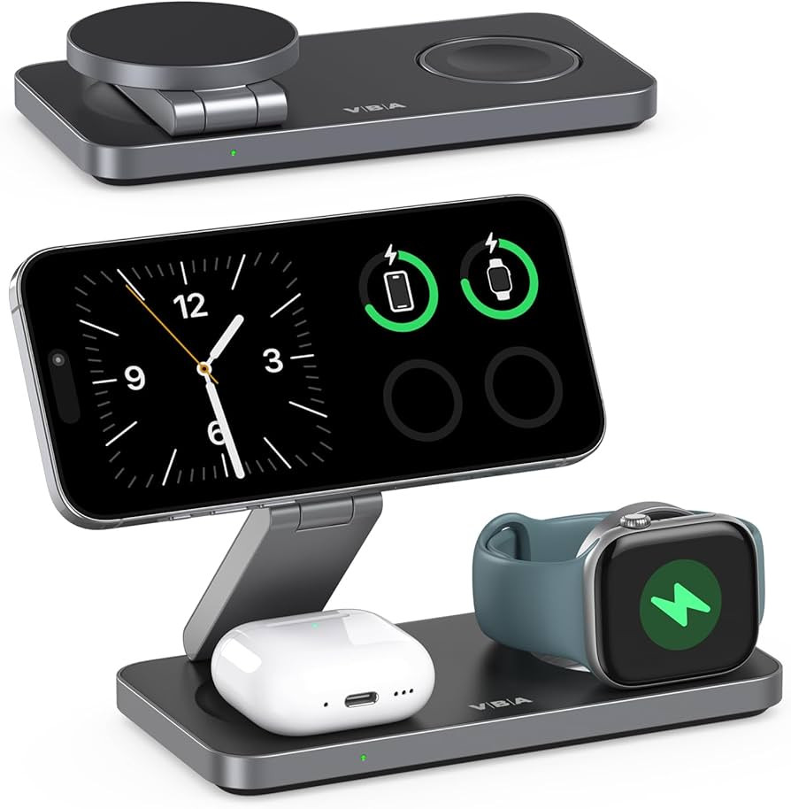 VBA 3 in 1 Wireless Charging Station for Apple MagSafe Charger,Foldable Fast Charging Magnetic Wi... | Amazon (US)