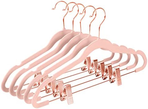 MIZGI Premium Velvet Pants Hangers with Clips (Pack of 20) Slim Skirt Hangers- Non Slip Felt Outf... | Amazon (US)