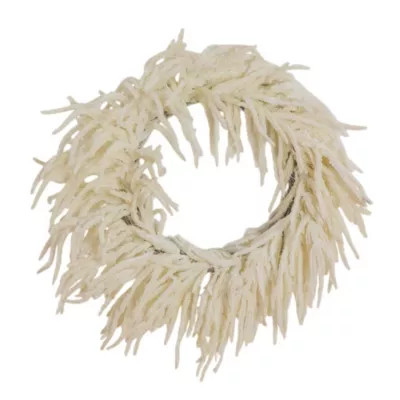 Nearly Natural 24-Inch Artificial Real Touch White Norfolk Island Pine Wreath with Natural Look | Belk
