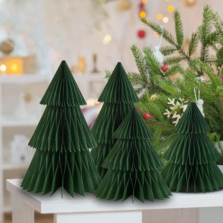 3D Paper Christmas Tree Reusable Tabletop Decor Honeycomb Tree Easy Assembly Mini Xmas Tree for Festive Party Table Centerpiece | Walmart (US)