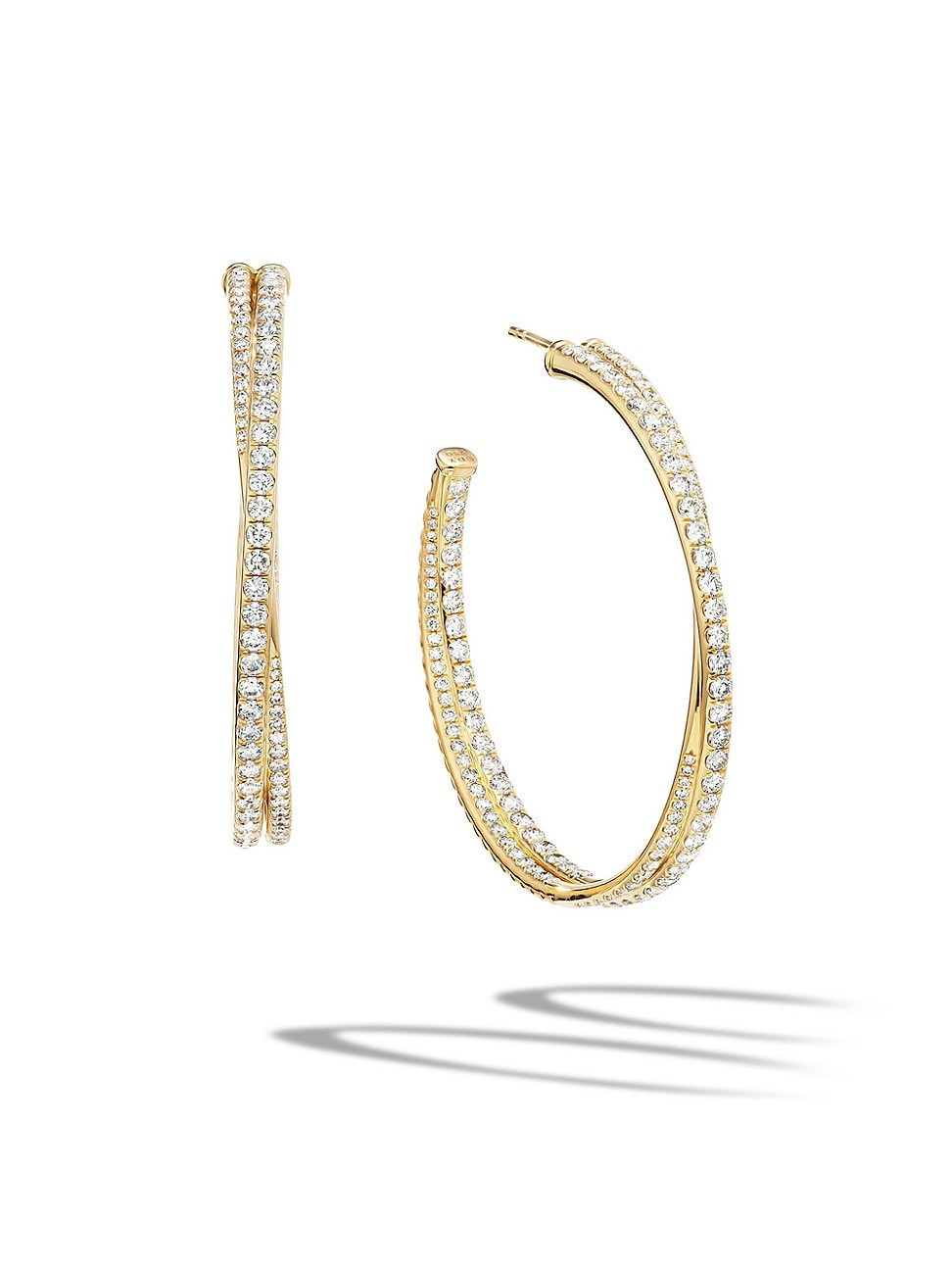 Women's Full Pavé Crossover Hoop Earrings In 18K Yellow Gold - Size 0 | Saks Fifth Avenue