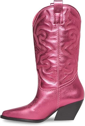 Steve Madden Womens West Embroidered Pointed Toe Cowboy, Western Boots | Amazon (US)
