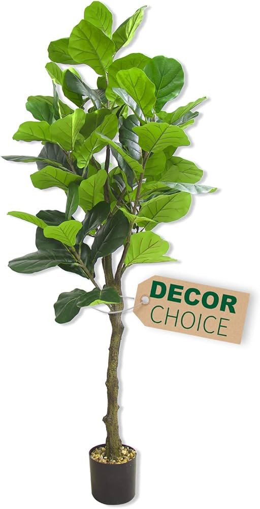 SZHLUX 5.9FT Fiddle Leaf Fig Tree Artificial, Lifelike Evergreen Fake Artificial Leaf Fig Tree Pe... | Amazon (US)
