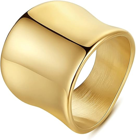 TIANYI Gold Plated Rings for Women Vintage Thick Stainless Steel Thumb Rings for Men Wide Band Ri... | Amazon (US)