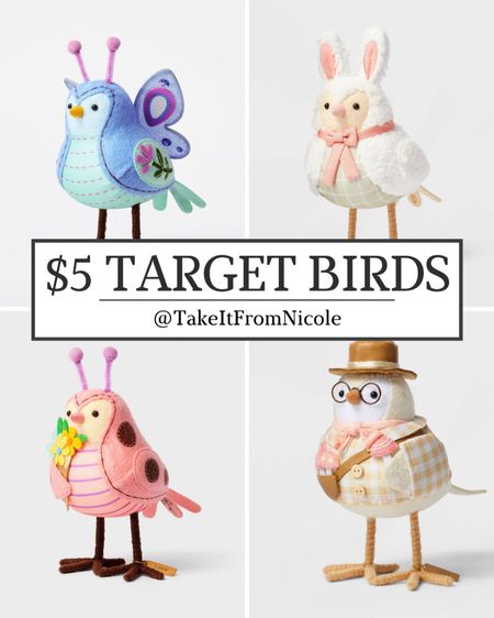 I know a lot of you collect the Target Birds and the spring / easter ones are here! Just $5 and so cute! 
Spring decor // Easter decor // Target home decor // seasonal home decor 

#LTKfindsunder50 #LTKhome #LTKSeasonal
