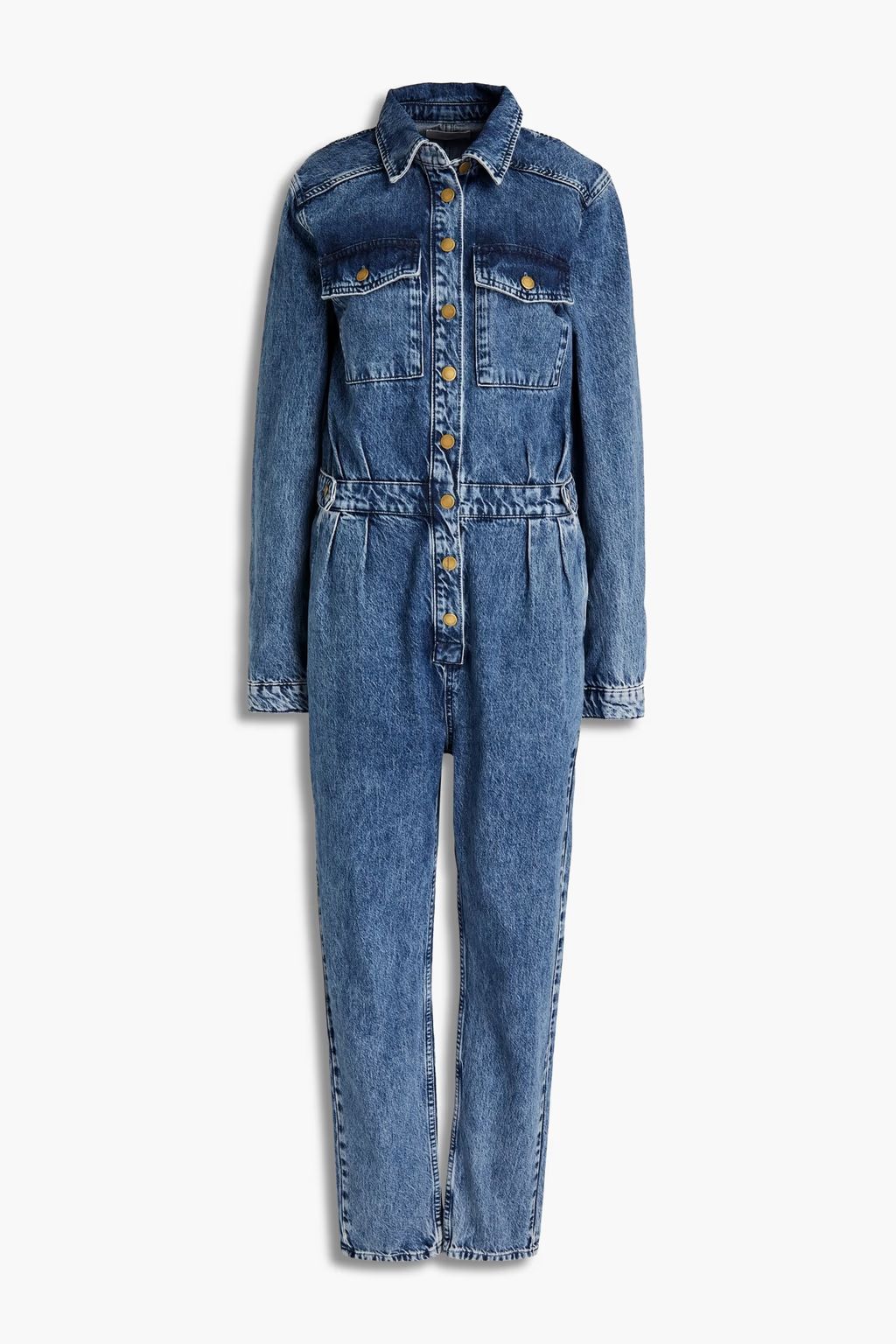 Pleated faded denim jumpsuit | The Outnet (US and CA)