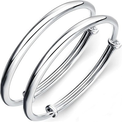 Sterling Silver Bangle Bracelets for Women,Fashion Jewelry Simple Adjustable 925 Silver Cuff Bangles Silver-1 7.85 | Target