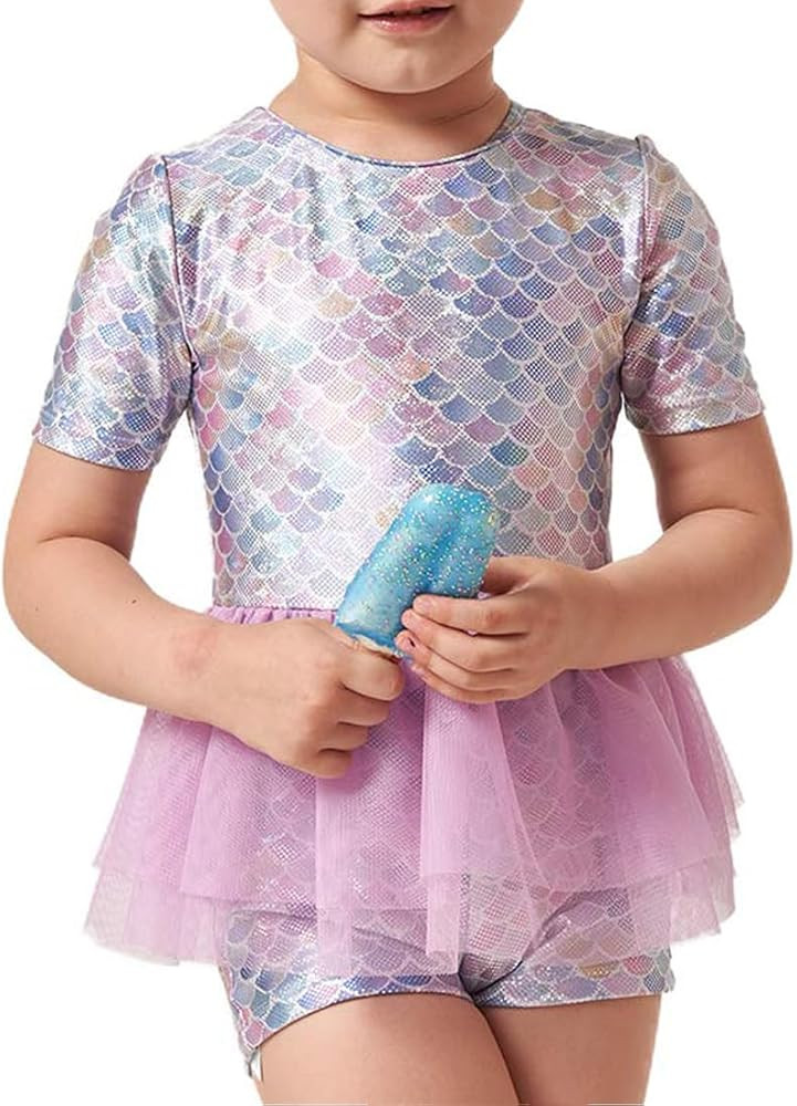 Julysand Toddler Girls One Piece Mermaid Swimsuit with Mesh Skirt Ruffled Swimwear Sun Protection... | Amazon (CA)