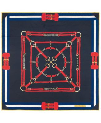 Lauren Ralph Lauren Belting Square Scarf - Navy | Macy's