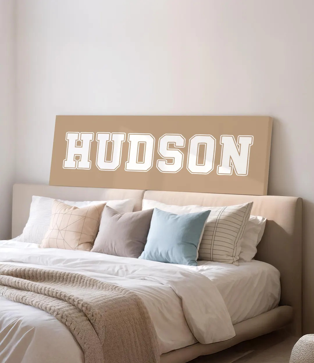 Kids Room Name Sign: Bold Sports Lettering - Latte Beige Decor - Etsy | Etsy (US)