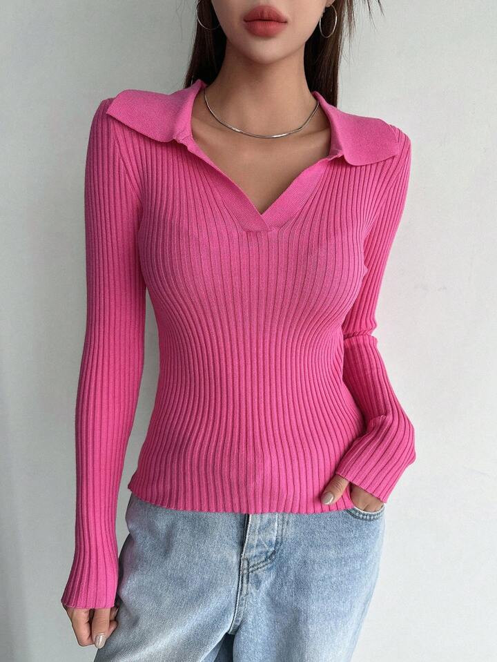 DAZY Solid Ribbed Knit Sweater | SHEIN