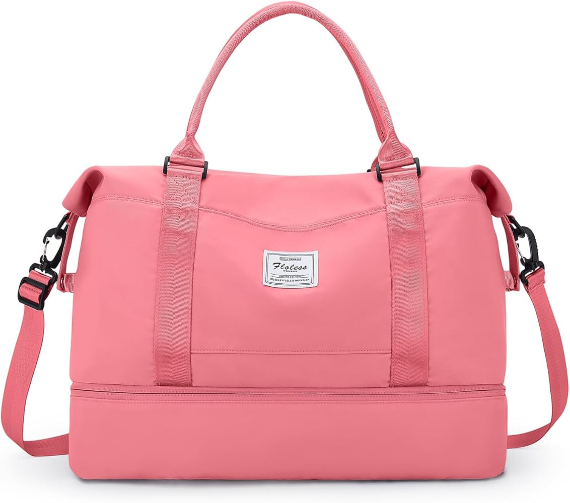 Travel Duffel Bag with Shoes Compartment, Shoulder Weekender Overnight Bag for Women,Travel Tote ... | Amazon (US)