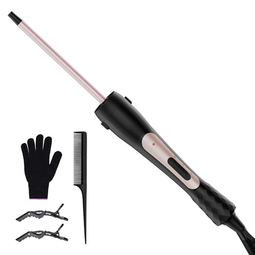 3/8 Inch Small Curling Iron, 9mm Tiny Curling Wand for Short & Long Hair, Ceramic Small Barrel Curling Iron with Adjustable Temperature, Fast Heating Hair Curler with Heat Resistant Glove & 2 Clips | Amazon (US)