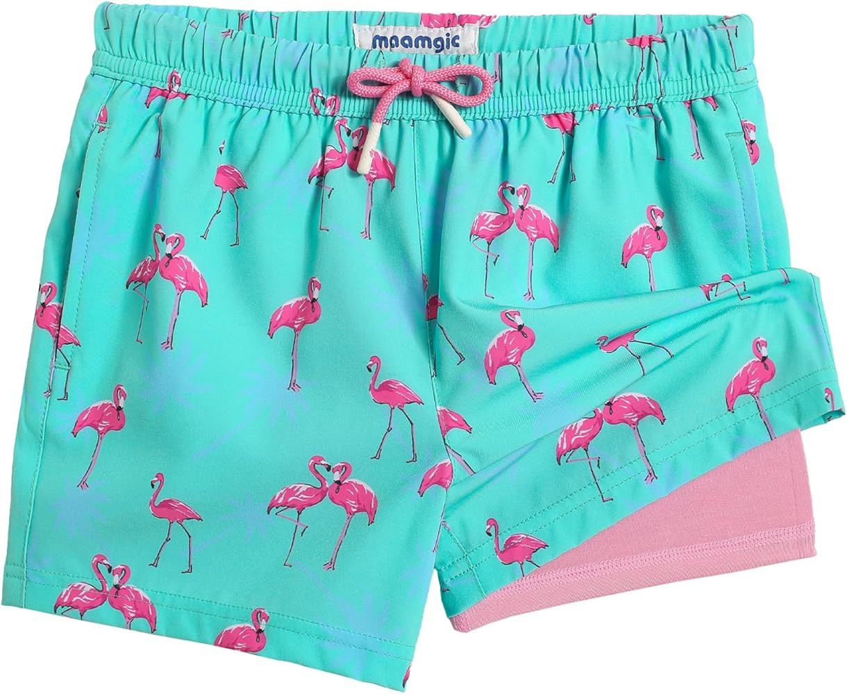 maamgic Boys Swim Trunks with Compression Liner Toddler Stretch Swim Shorts | Amazon (US)