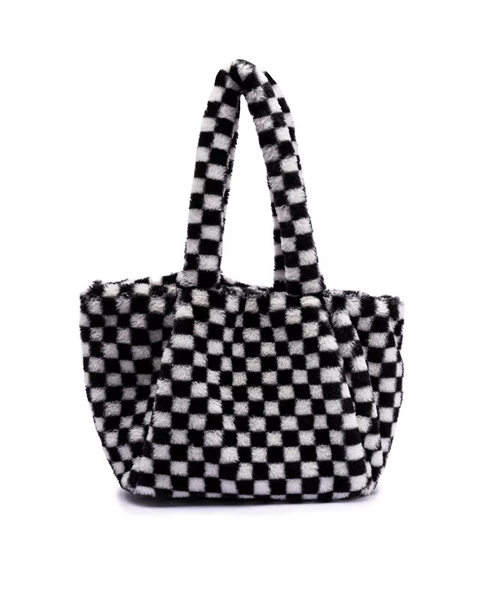 Women's Ella Checkerboard Fluff Tote Bag | Macys (US)