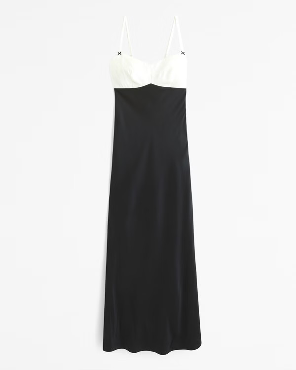 Women's Contrast Bodice Maxi Dress | Women's Dresses & Jumpsuits | Abercrombie.com | Abercrombie & Fitch (US)