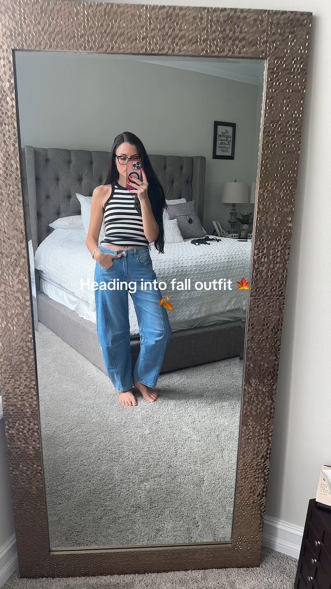 Getting into some fall outfits !! Barrel jeans I got this summer and the Amazon viral built in bra tank top ! 
#falloutfit #jeans #whattowear #barreljeans #tanktop 

#LTKStyleTip #LTKFindsUnder100 #LTKFindsUnder50