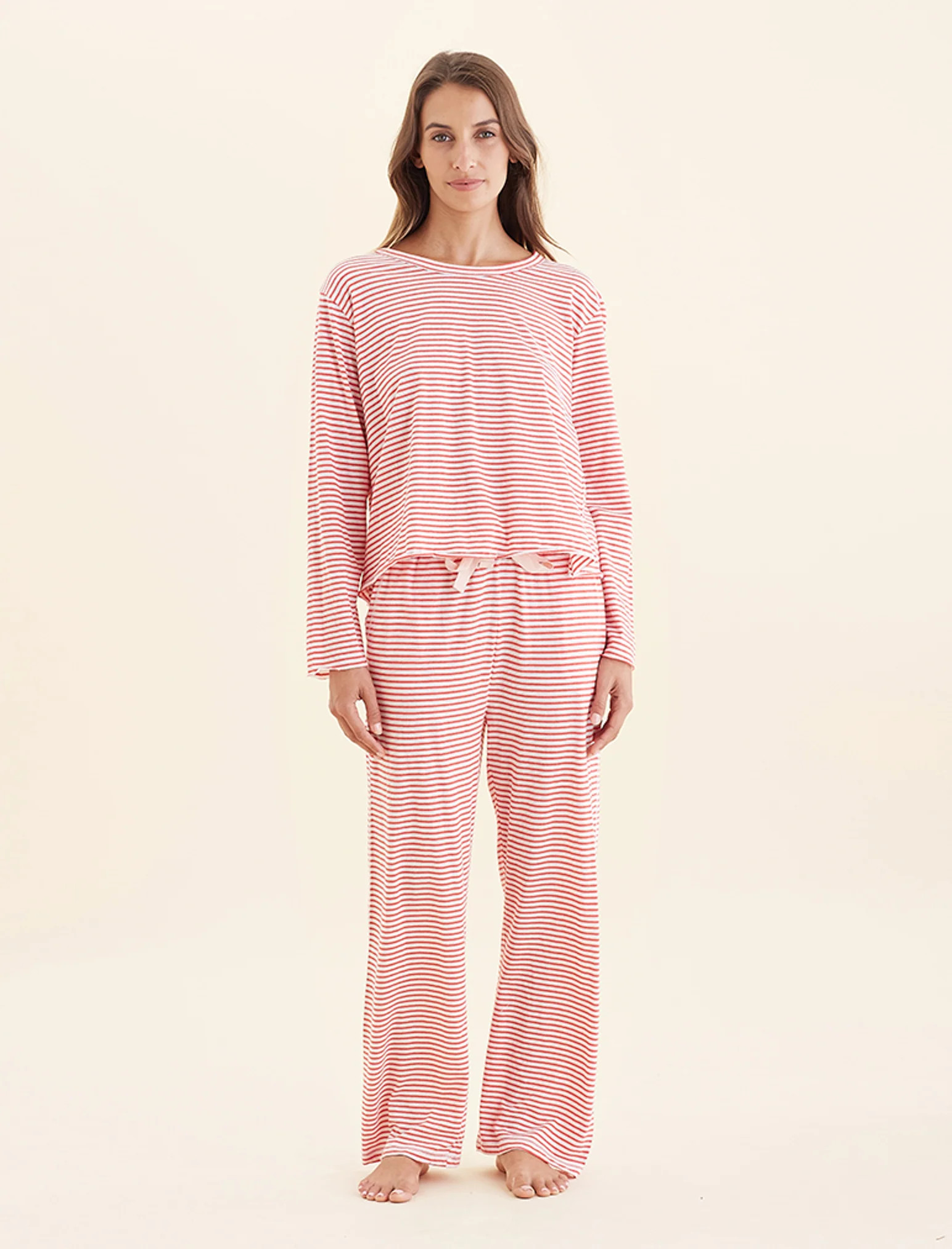 Jada Organic Cotton Boxy Long Sleeve Tee & Straight Leg Pant Set | Papinelle Sleepwear US