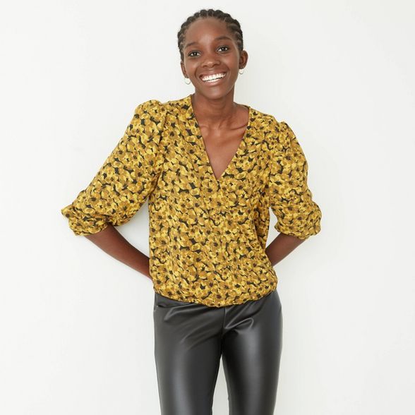 Women's Puff Long Sleeve Wrap Top - A New Day™ | Target