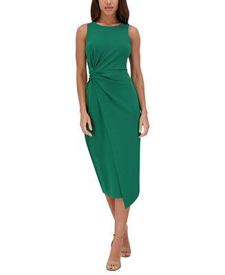 Women's Ruched Side-Twist Sleeveless Midi Dress | Macy's