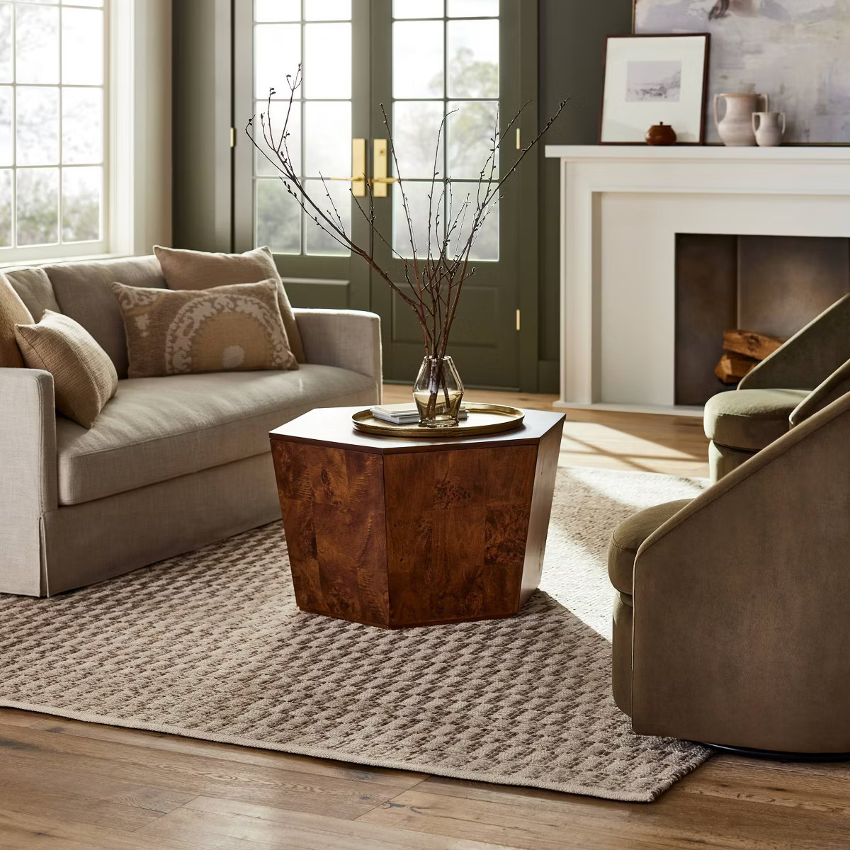 Checkered Stripe Rug Brown - Threshold™ designed with Studio McGee | Target