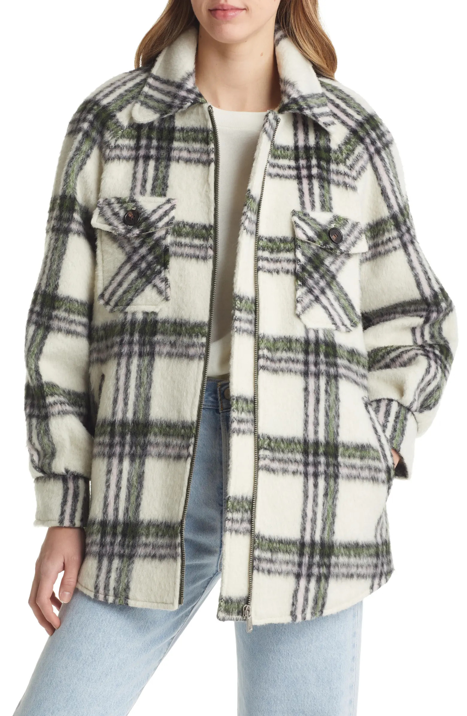 Avec Les Filles Plaid Zip Front Jacket | Nordstrom | Nordstrom