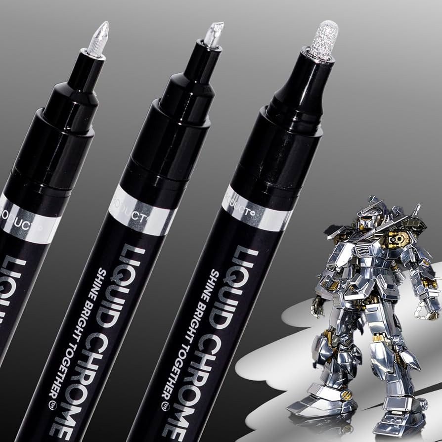 3PK Liquid Chrome Markers - Permanent Mirror Chrome Pens, Chrome Paint Pens for Plastic, Metal, M... | Amazon (US)