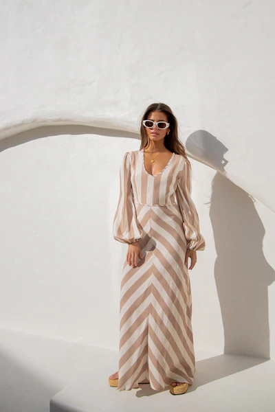 VRG GRL La Seine Bias Cut Maxi Dress // Stripe | VRG Grl