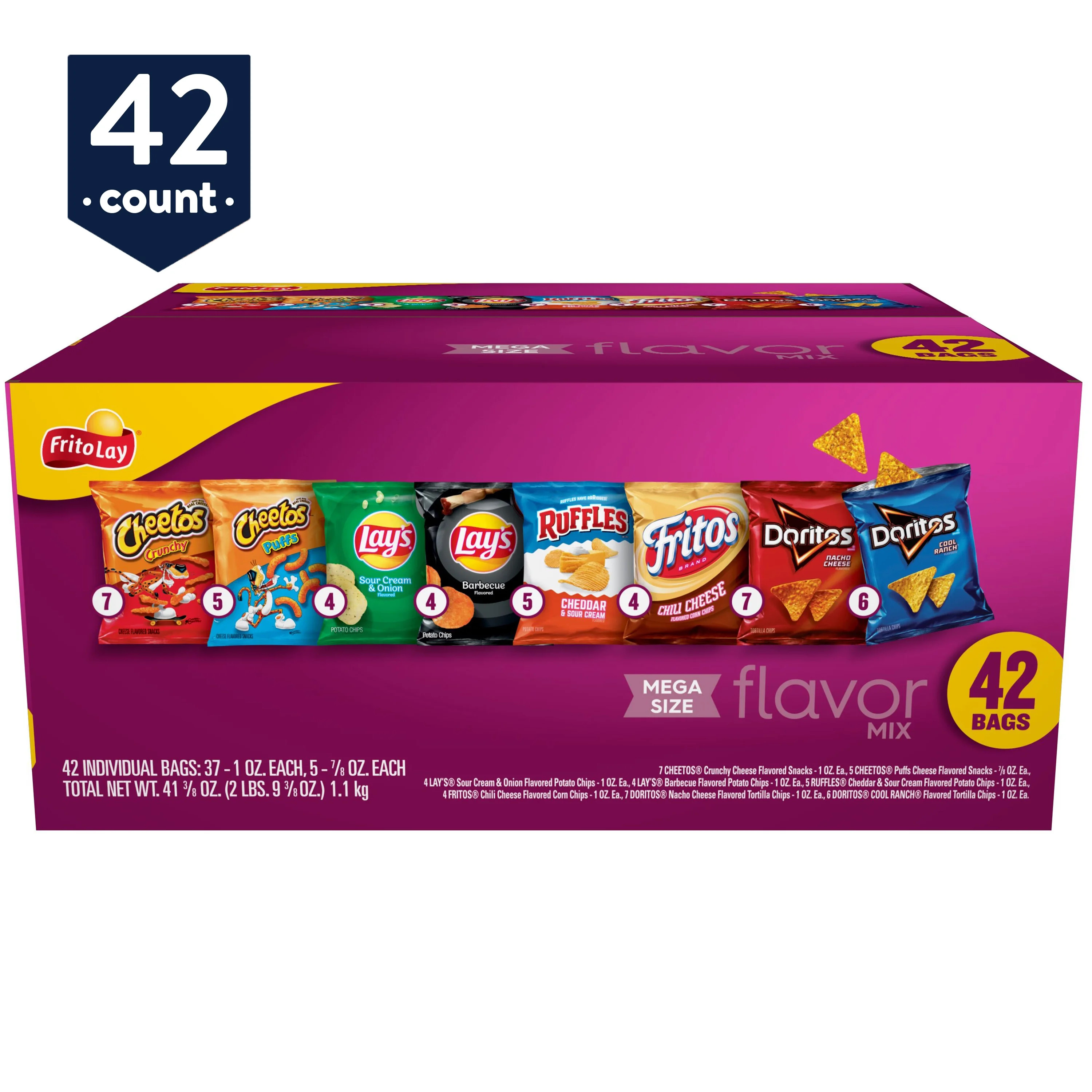 Frito-Lay Snacks Flavor Mix, 41.25 oz, 42 Count | Walmart (US)