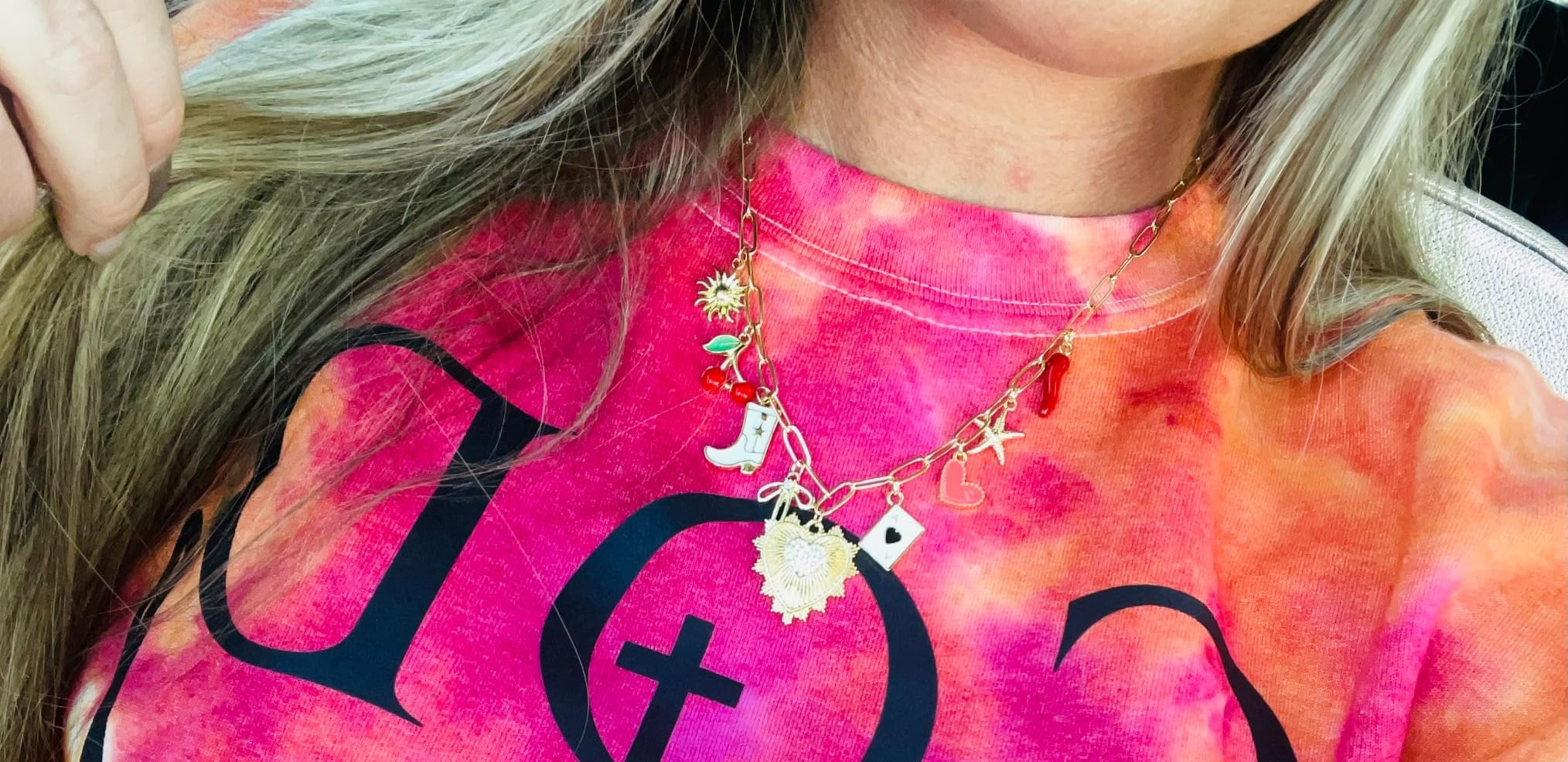 Charm Necklace For Women Shell Heart Necklaces Gold Chunky Pendant Paperclip Chain Boho Summer Se... | Amazon (US)