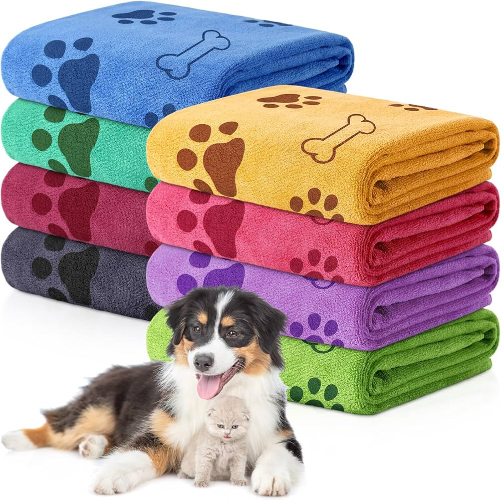 Chumia 8 Pcs Dog Towels for Drying Dogs Cats Pet Towels Bulk Puppy Microfiber Quick Drying Paw Ba... | Amazon (US)