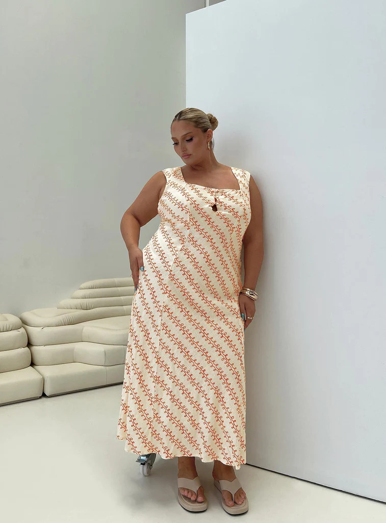 Chosen Girl Linen Blend Maxi Dress Multi Curve | Princess Polly AU