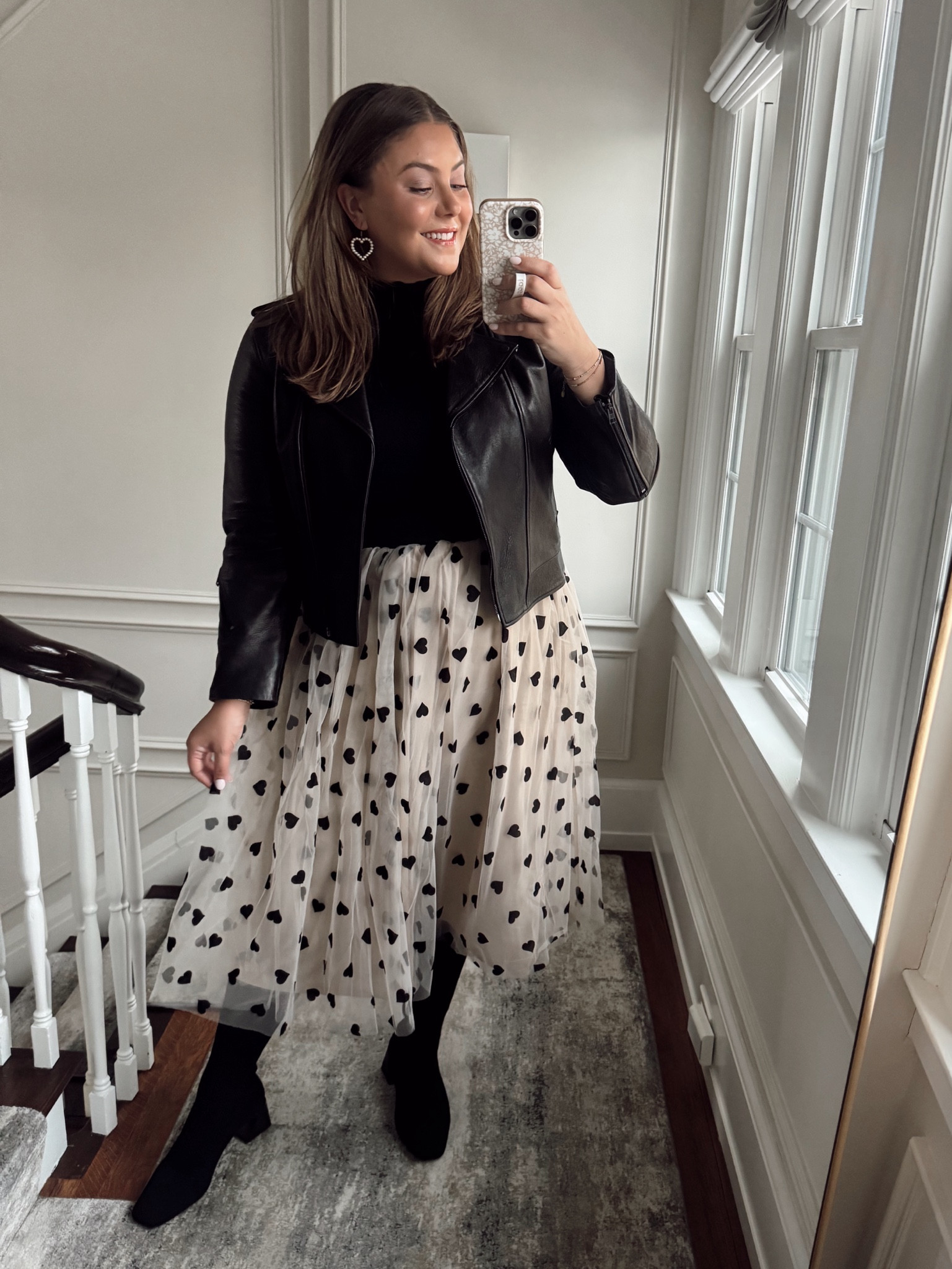 Valentine’s Day date night outfit — wearing 1X in skirt, XXL in turtleneck, and XL in moto jacket. 

#LTKParties #LTKMidsize #LTKStyleTip