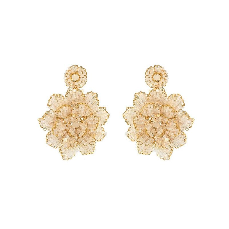 White Hand-Crochet Blossom Chandelier Earrings | Wolf and Badger (Global excl. US)