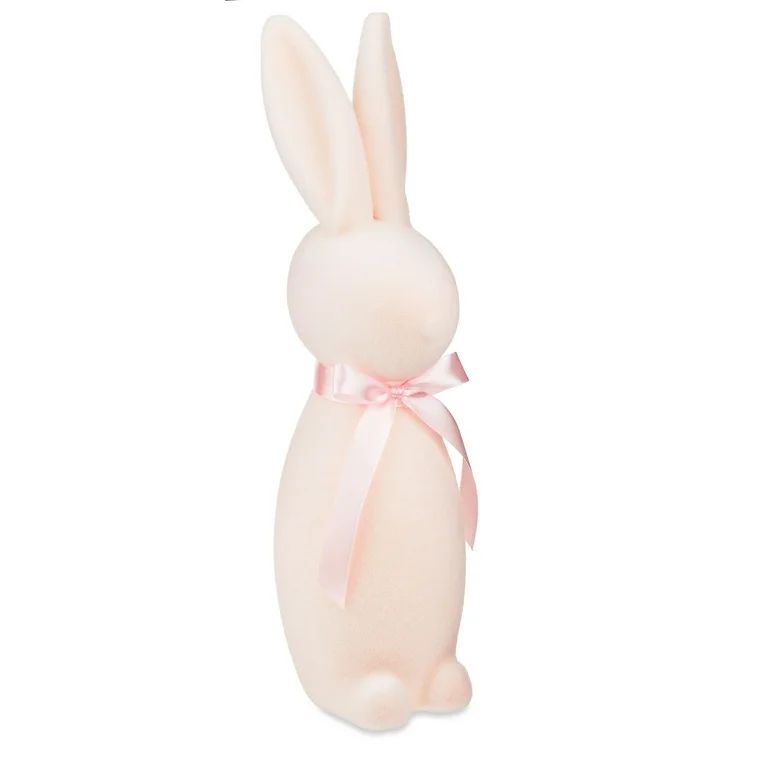 Easter Flocked Bunny Decor, Pink, 16 Inch, Way To Celebrate - Walmart.com | Walmart (US)