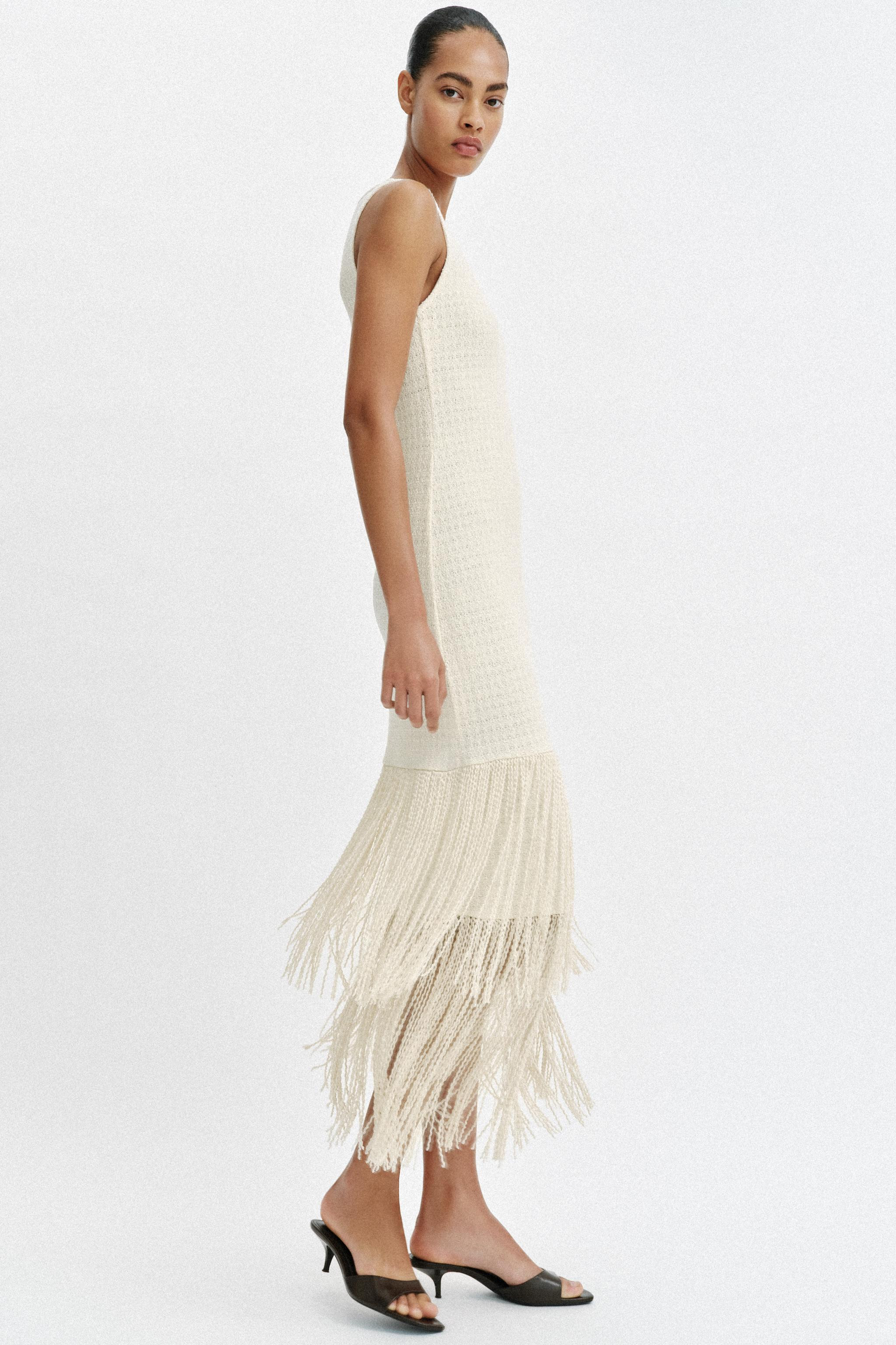 TEXTURED FRINGED DRESS | Zara US