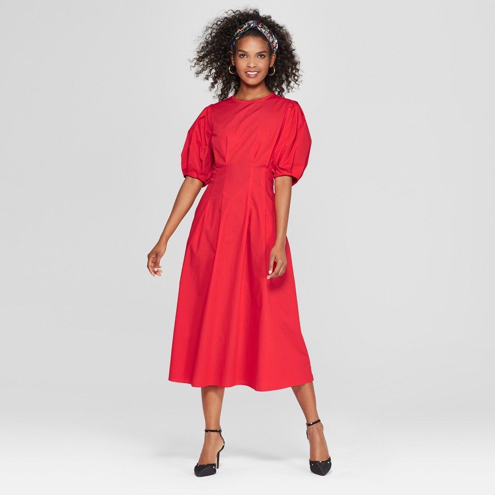 Women's Puff Sleeve Midi Dress - Who What Wear Red Xxl | Target