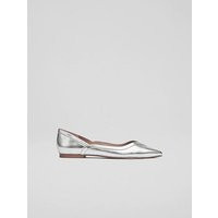 Violet Metallic Leather Point Flats, Silver | L.K. Bennett (UK)