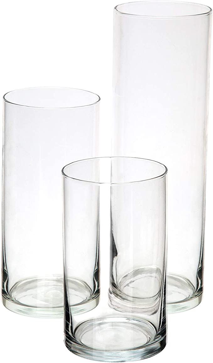 Glass Cylinder Vases Set of 3 Decorative Centerpieces for Home or Wedding by Royal Imports | Amazon (US)