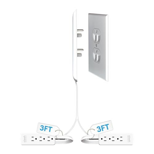 Sleek Socket Original & Patented Ultra-Thin Outlet Concealer with Cord Concealer Kit, Flat Extension Cord with Multi Outlets Power Strip, Ideal for Home Improvement, Hide Bulky and Messy Cords | Amazon (US)