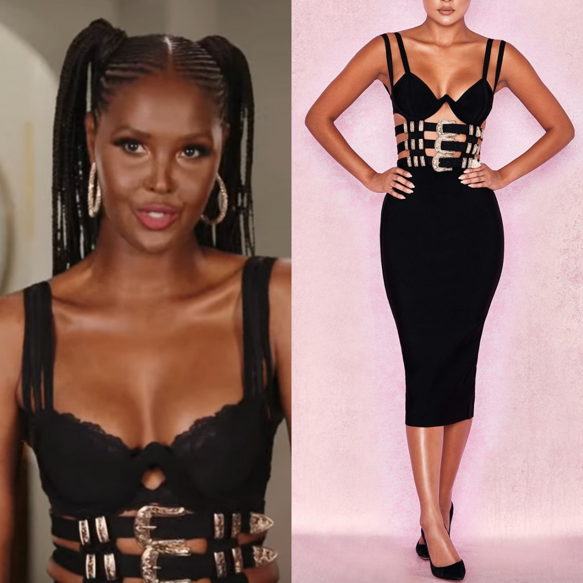 Ubah Hassan’s Black Buckle Details Confessional Dress