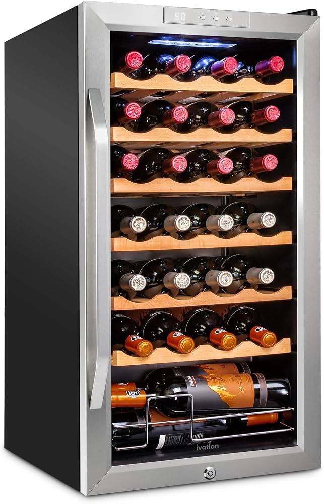 Ivation 28 Bottle Compressor Wine Cooler Refrigerator w/Lock | Large Freestanding Wine Cellar For... | Amazon (US)