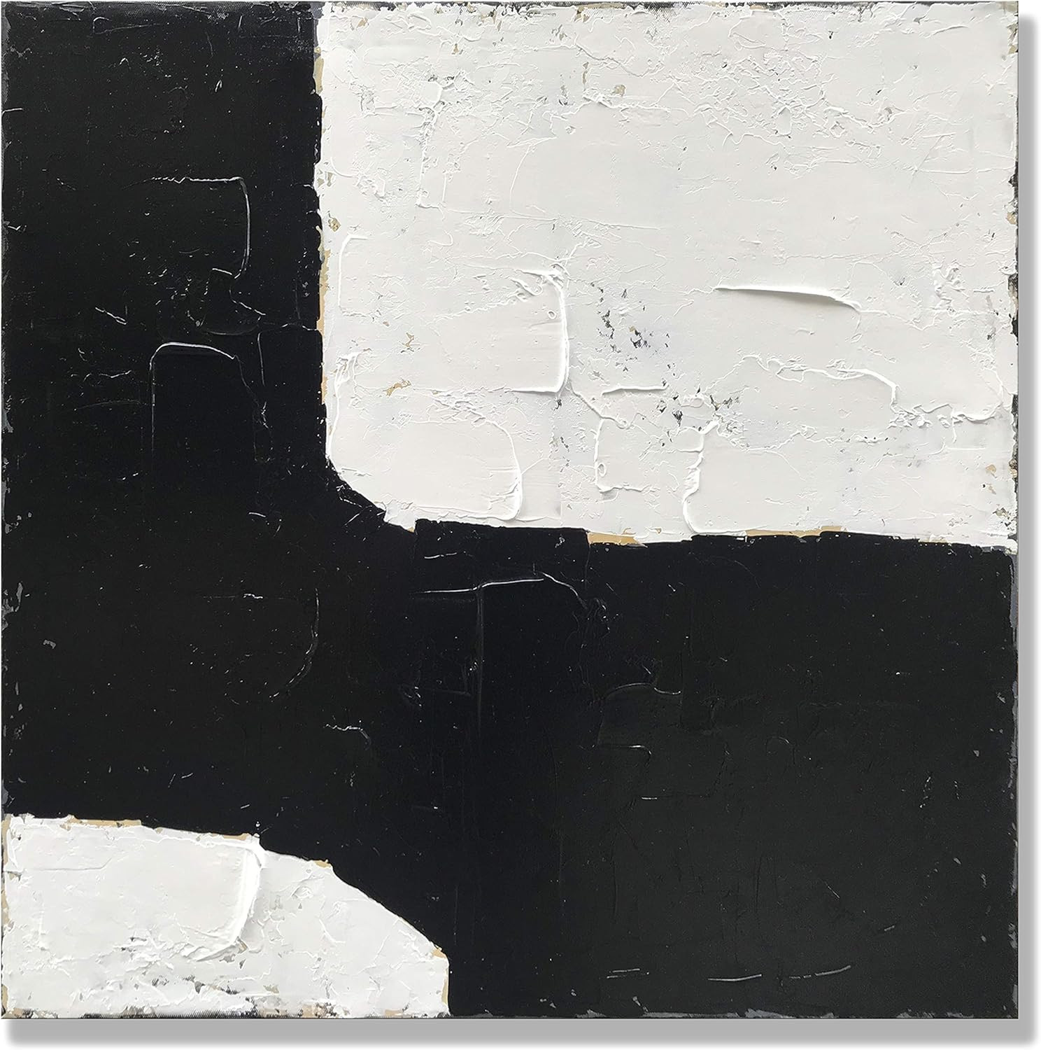 zoinart Hand Painted Abstract Canvas Paintings Wall Art 36x36 inch Contemporary Minimalism Black ... | Amazon (US)